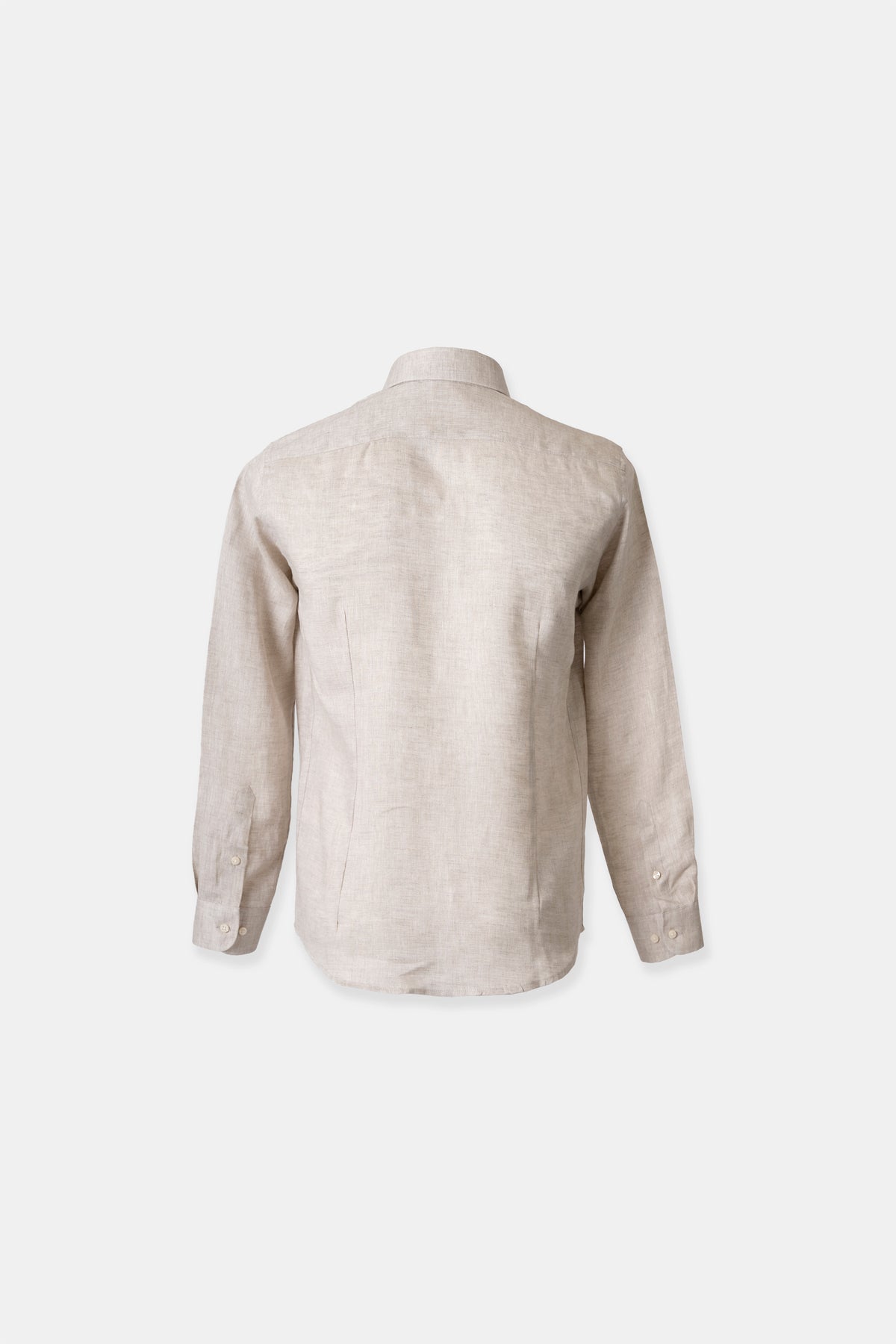 Men’s linen shirt in beige, side view