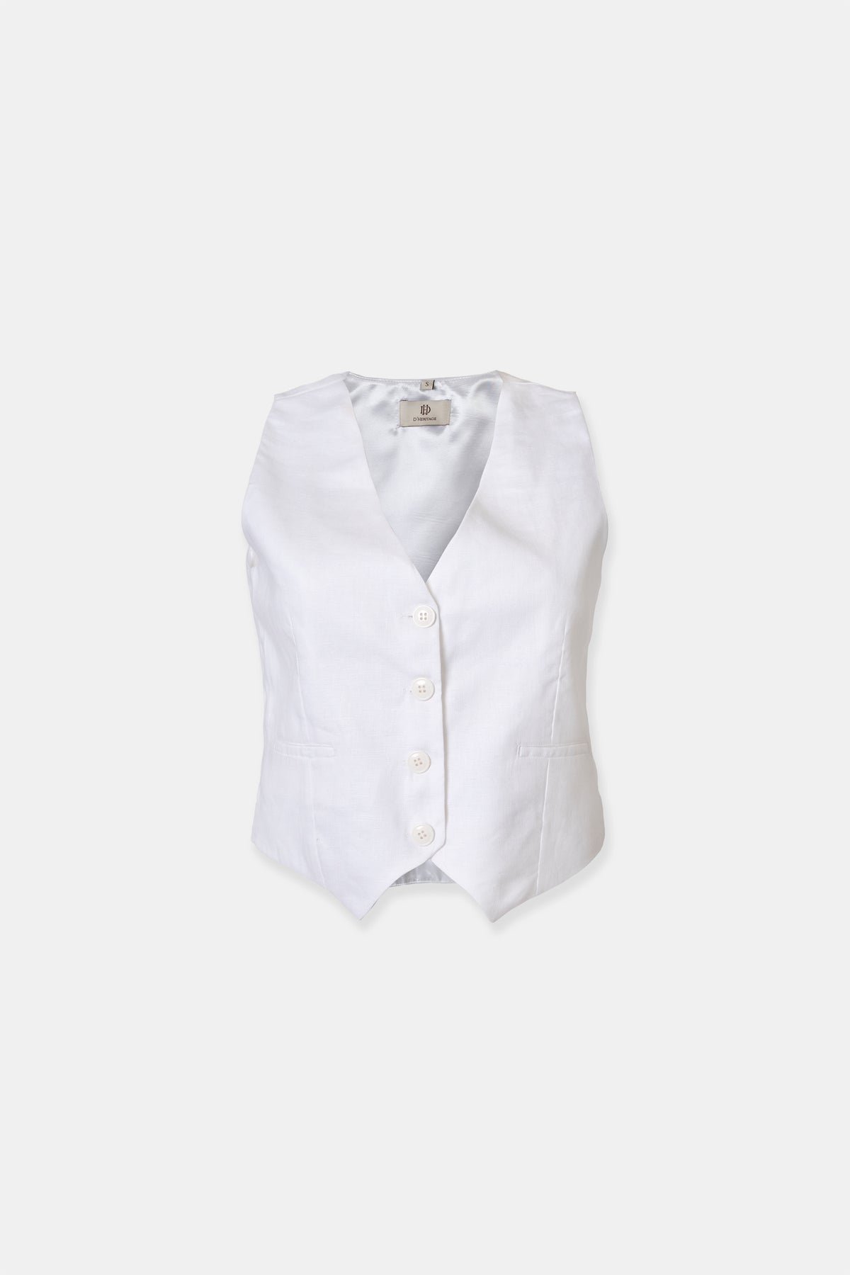 Linen waistcoat in white, satin lined, 100% linen
