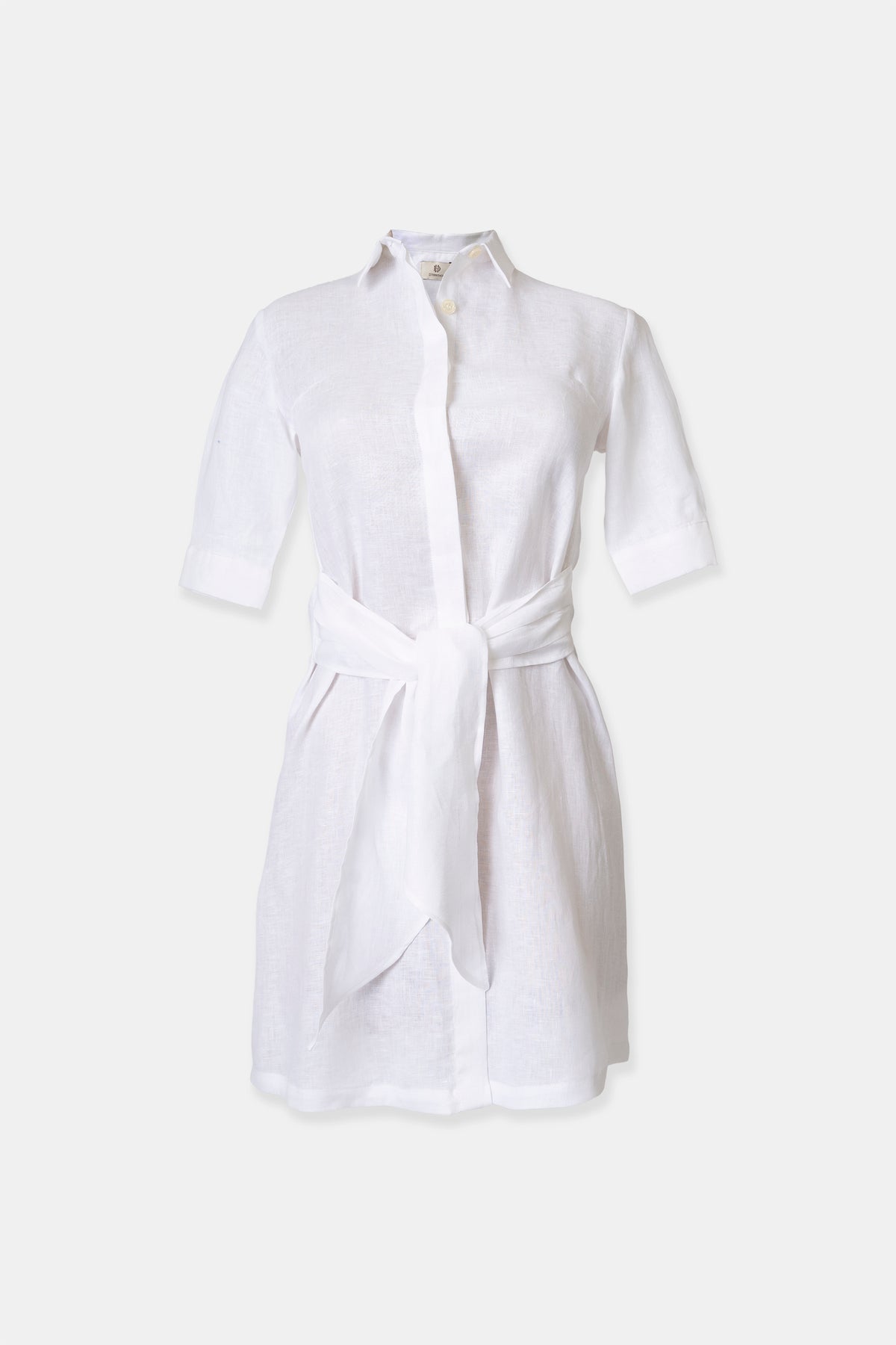Linen shirt dress in white, 155 g/m² European linen