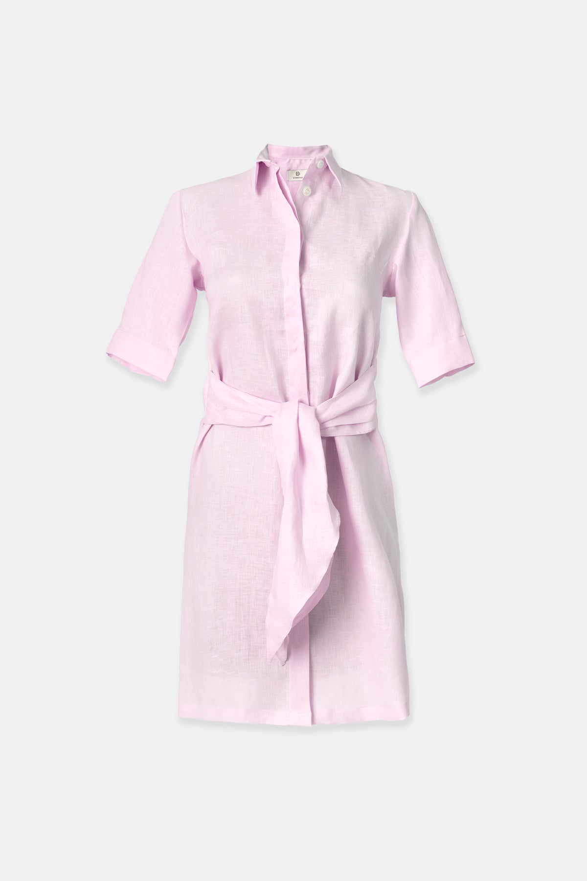Linen shirt dress in pastel pink, 155 g/m² European linen
