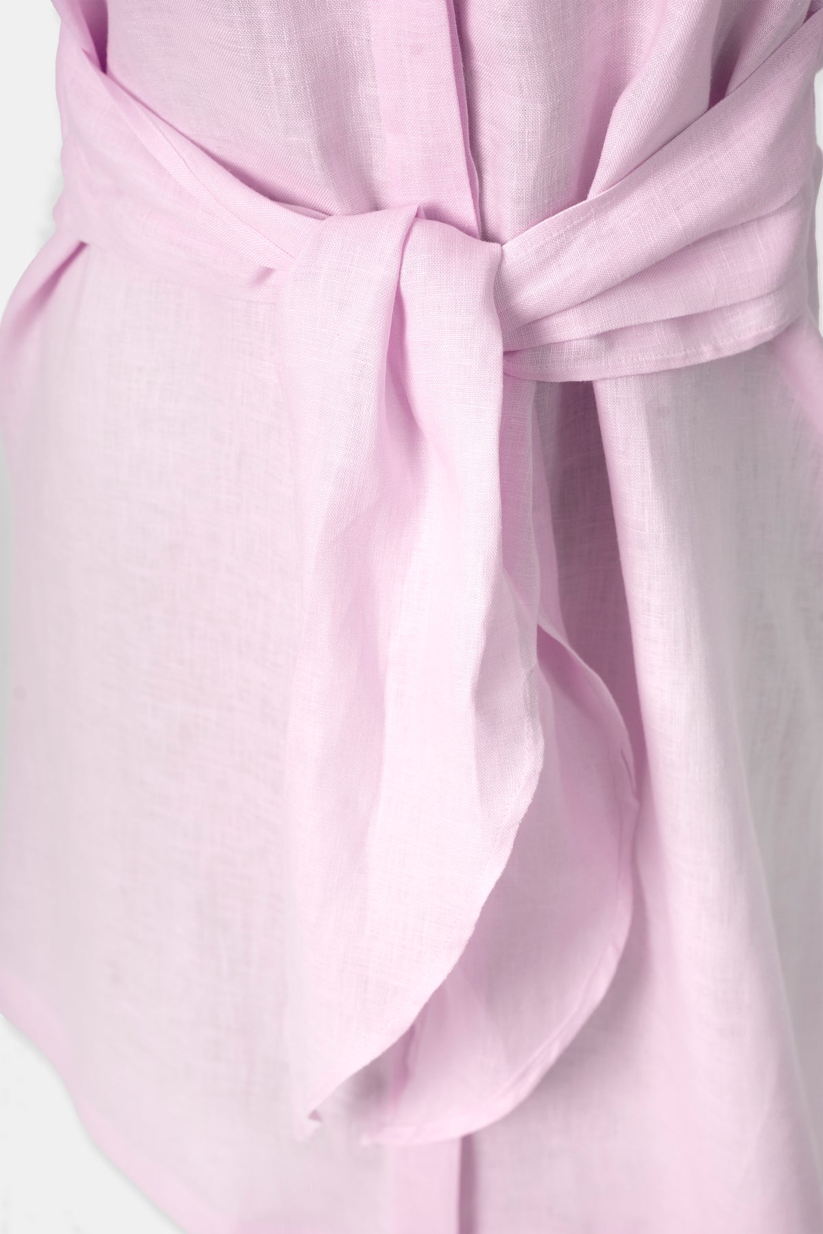Linen shirt dress in pastel pink, back view