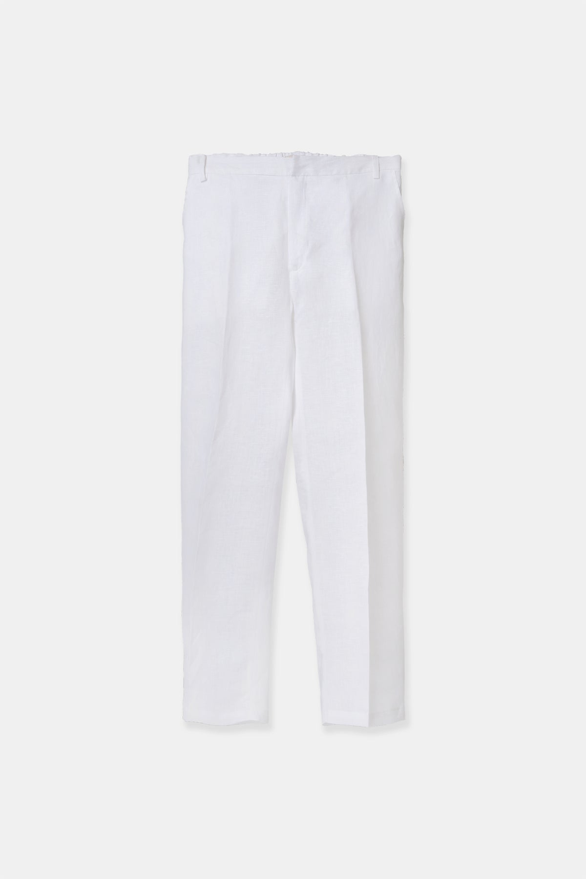 Men’s linen trousers in white, straight leg, 100% linen