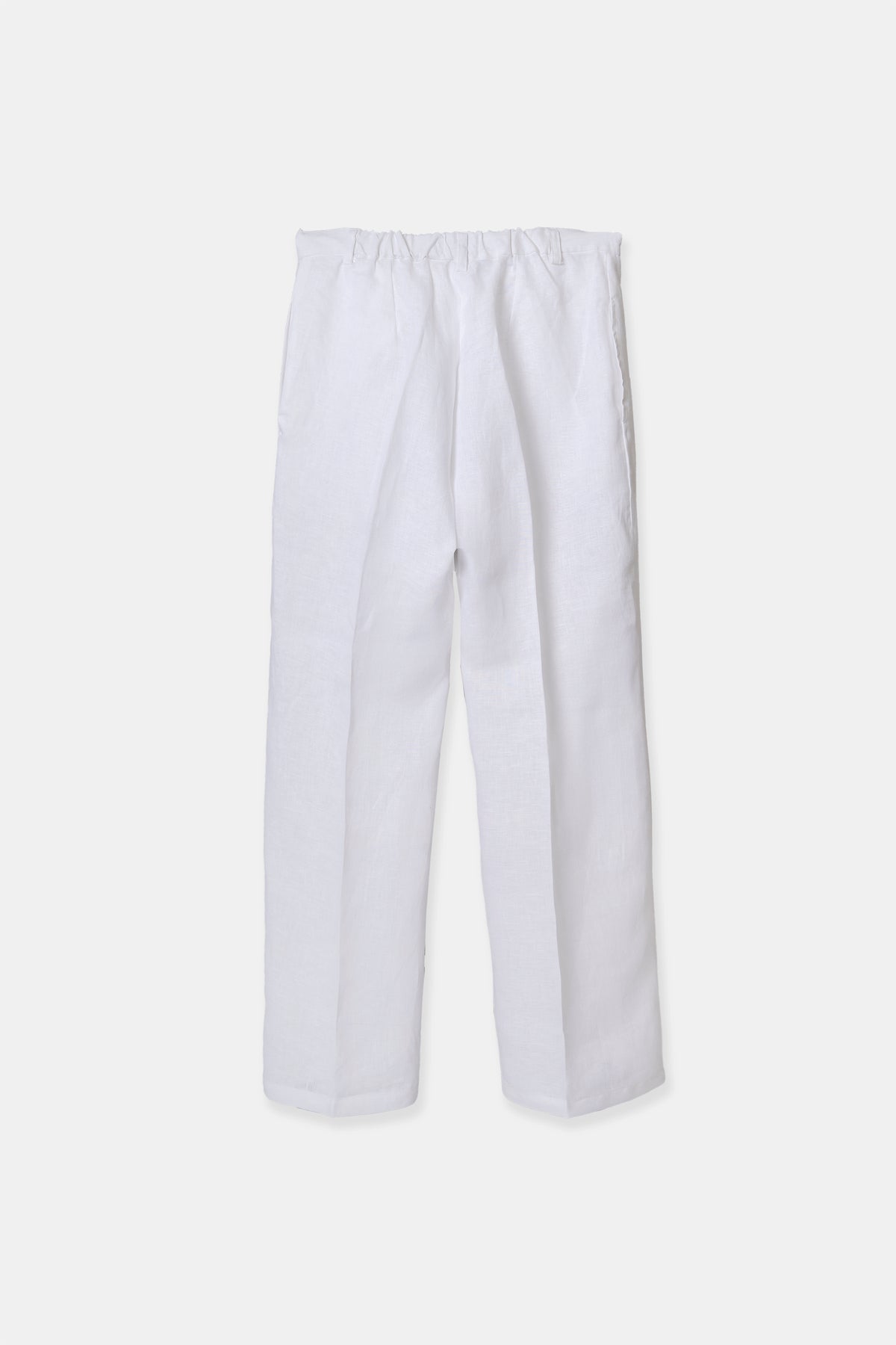 Women’s linen trousers in white, side view