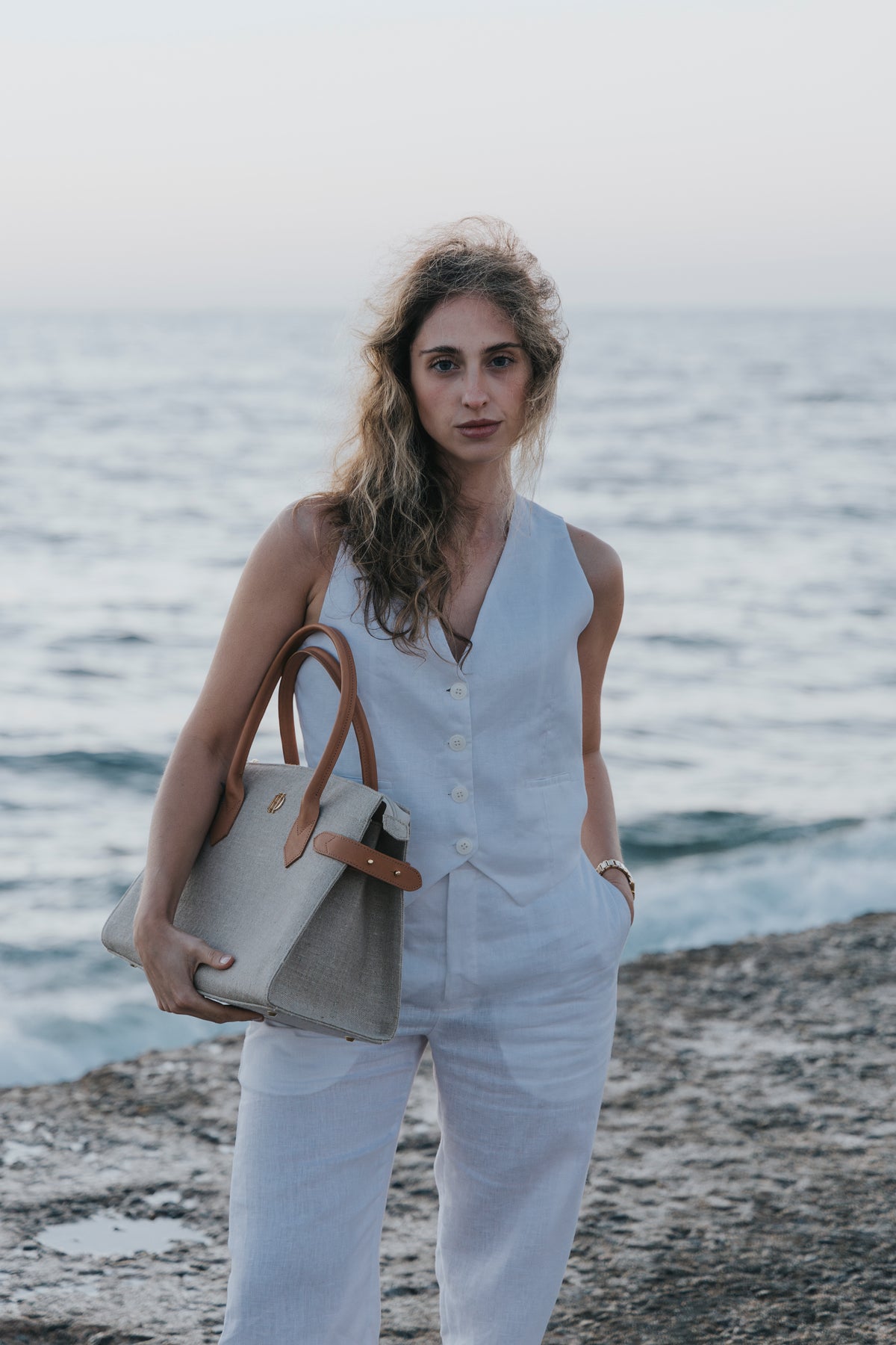 Linen waistcoat in natural light, D’Heritage Summer 2026