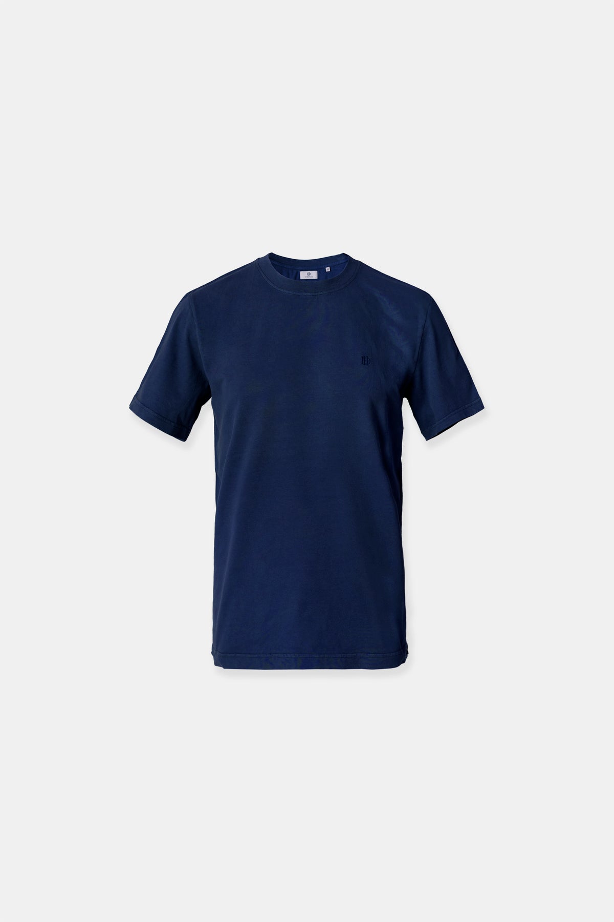 Peach-skin cotton jersey t-shirt in indigo blue, 190 g/m² organic cotton