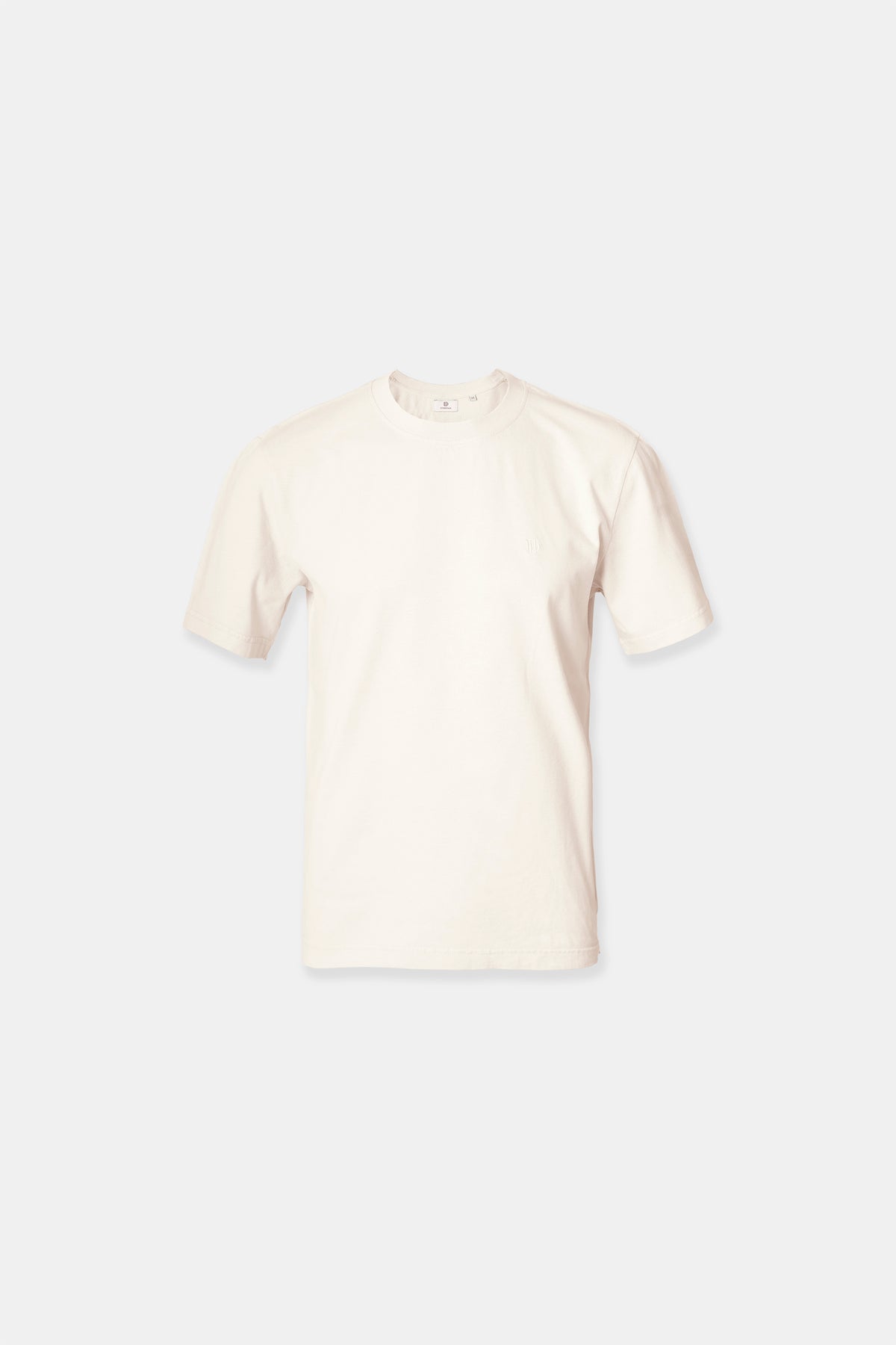 Peach-skin cotton jersey t-shirt in pearl, 190 g/m² organic cotton