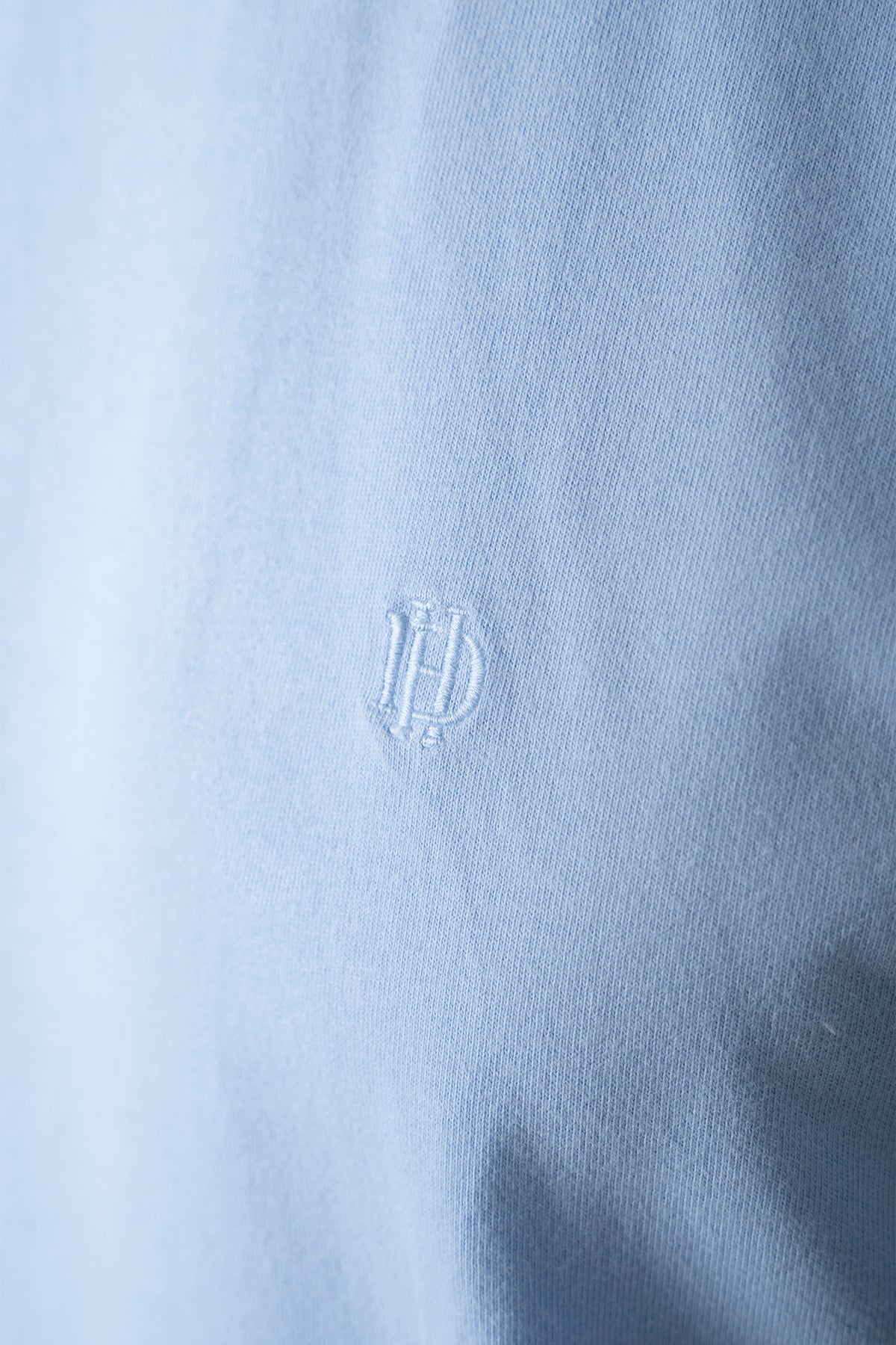 Peach-skin cotton jersey t-shirt in sky blue, back view