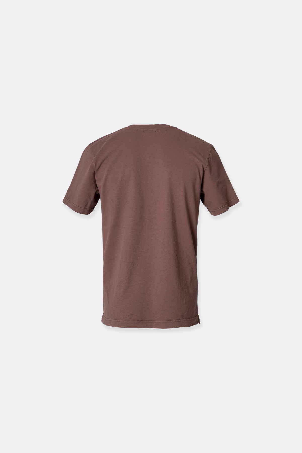 Peach-skin cotton jersey t-shirt in brown, back view