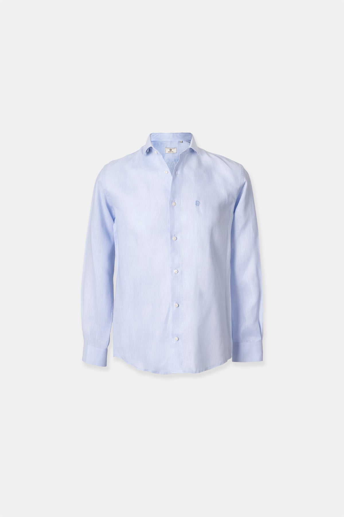 Men’s linen shirt in pastel blue, 100% European linen at 155 g/m²