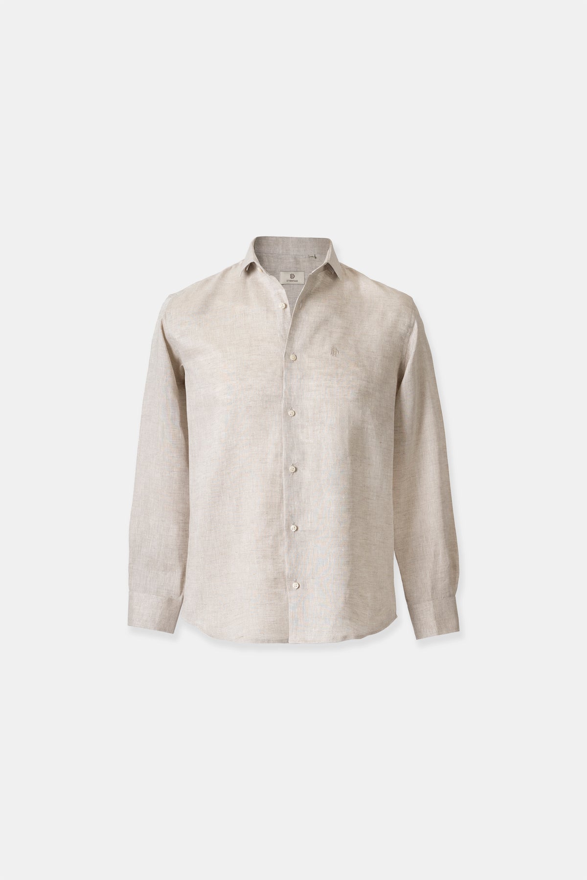 Men’s linen shirt in beige, 100% European linen at 155 g/m²