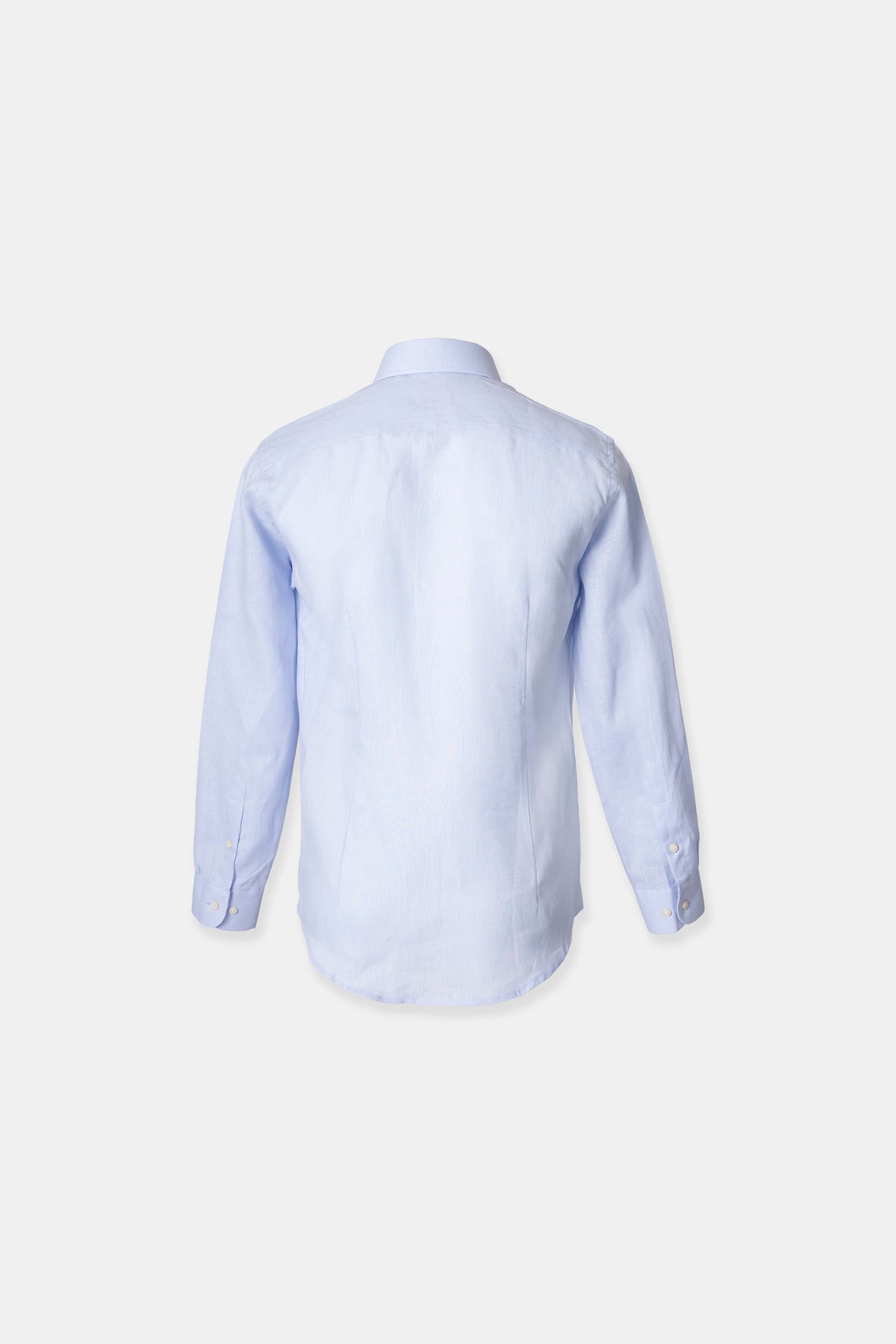 Men’s linen shirt in pastel blue, side view