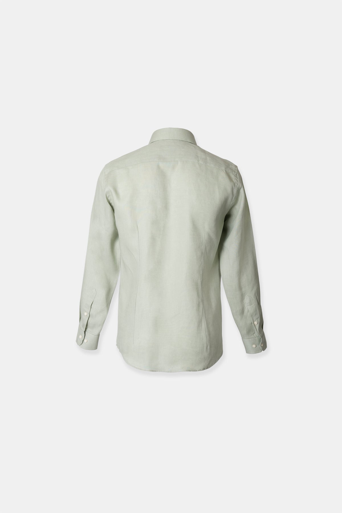 Men’s linen shirt in sage green, side view