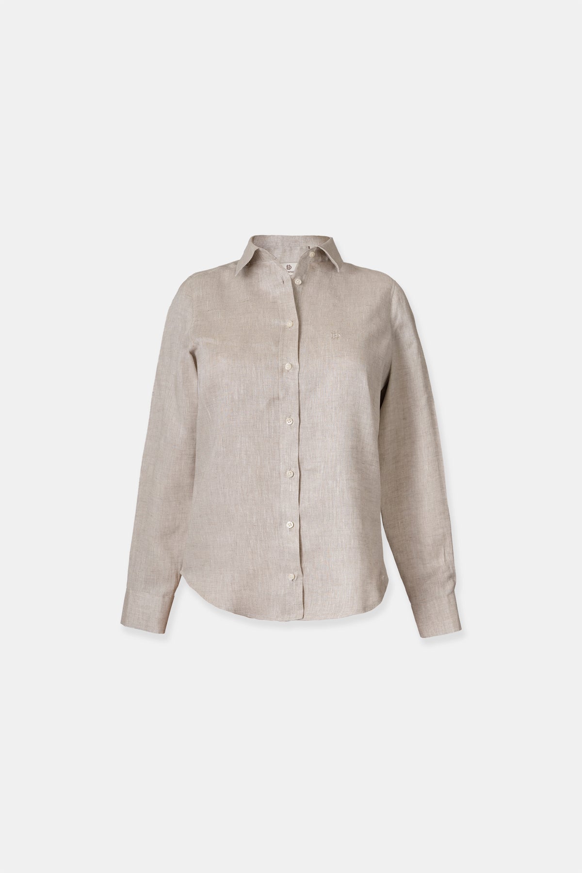 Linen blouse in beige, 100% European linen at 155 g/m²