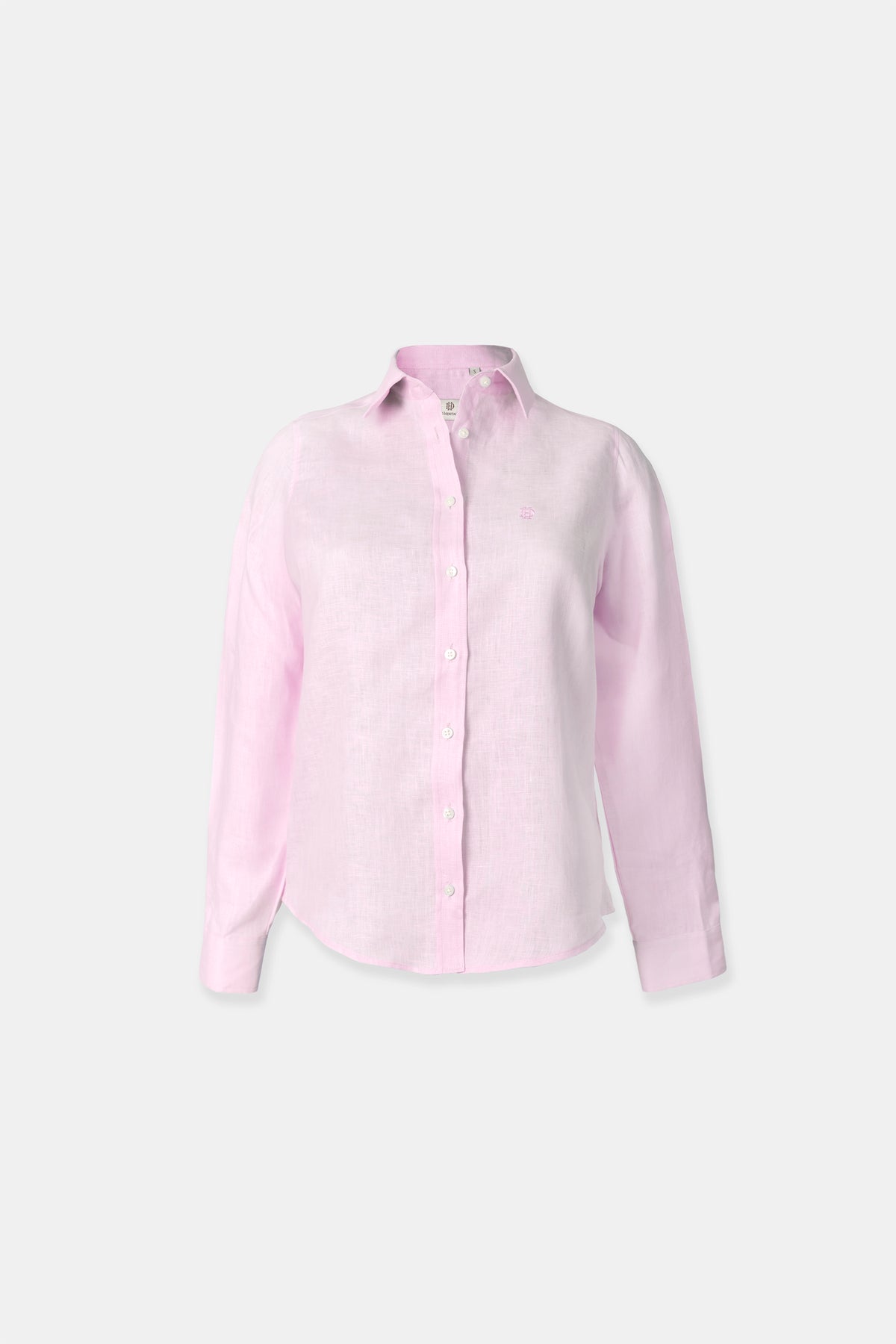 Linen blouse in pastel pink, 100% European linen at 155 g/m²
