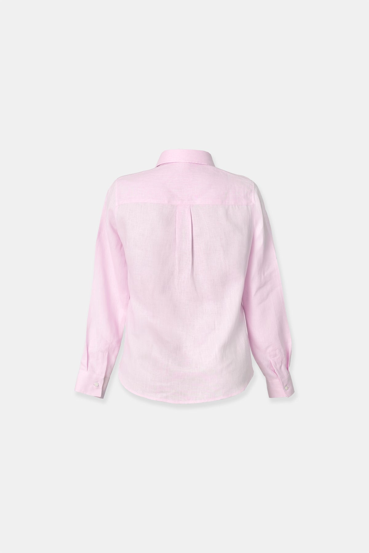 Linen blouse in pastel pink, side view