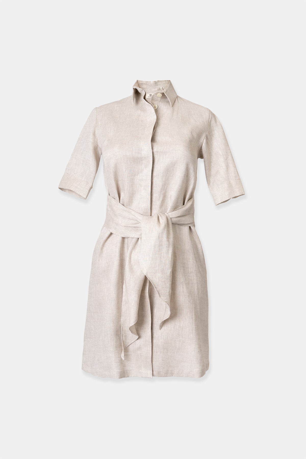 Linen shirt dress in beige, 155 g/m² European linen