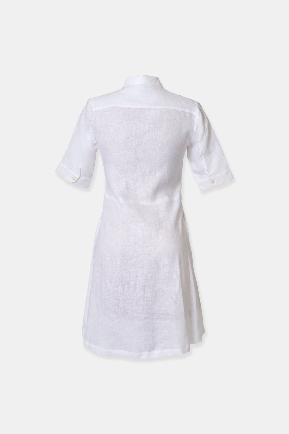 Linen shirt dress in white, side view