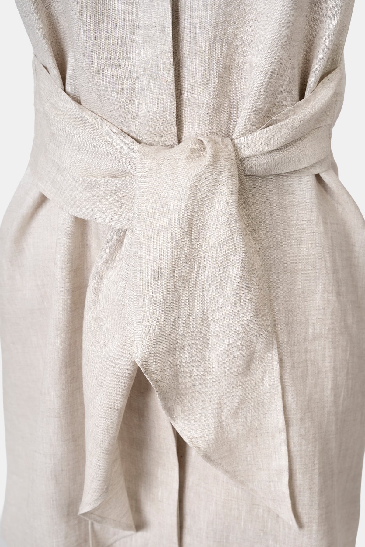 Linen shirt dress in beige, back view