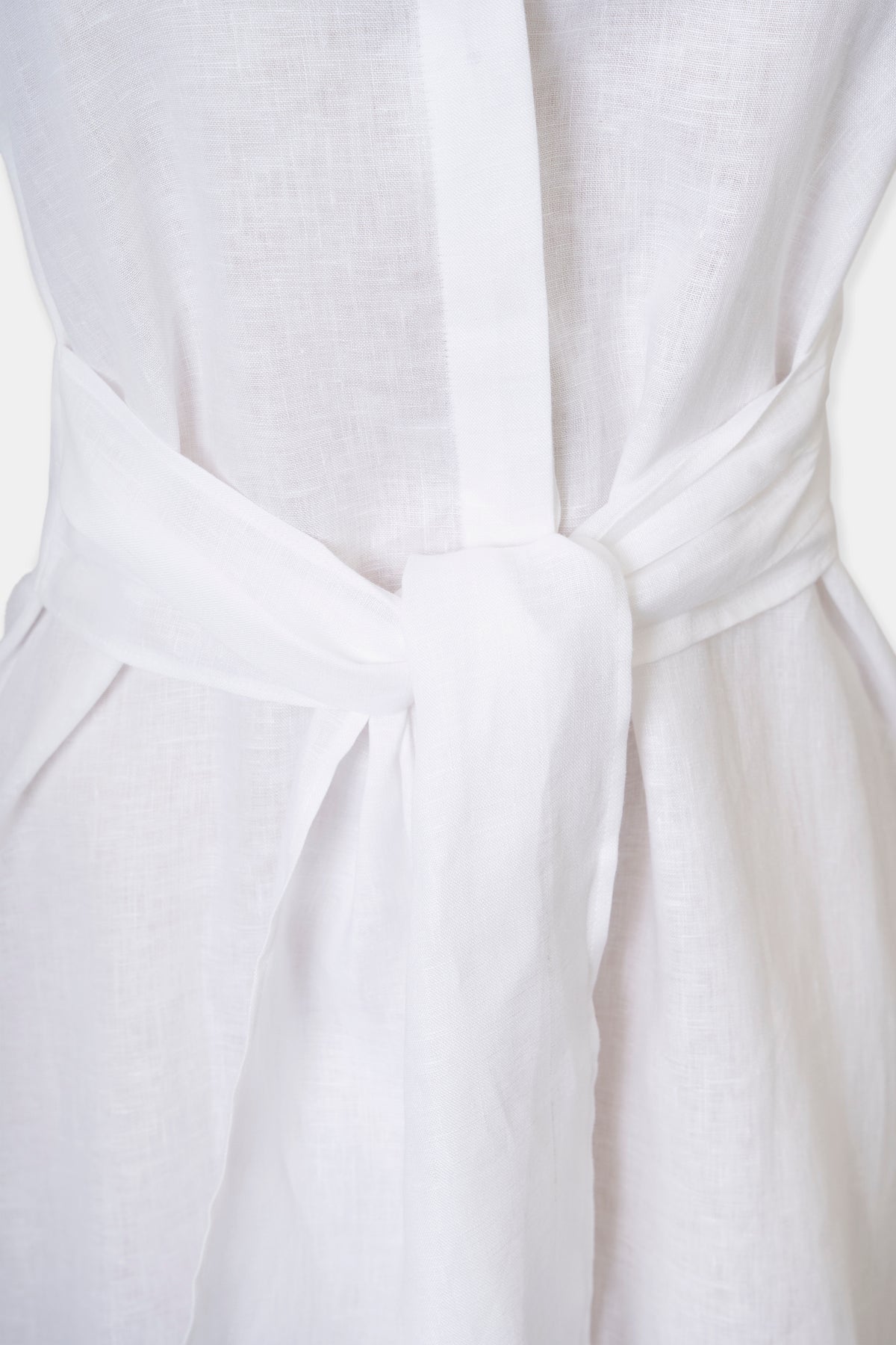Linen shirt dress in white, back view