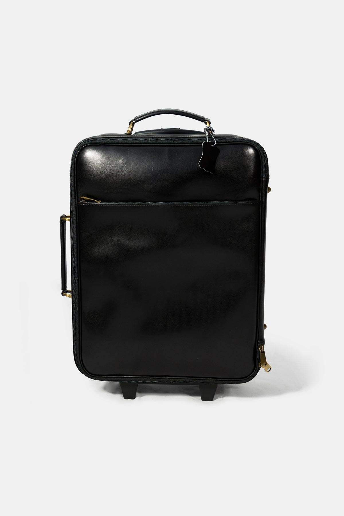 Leather travel trolley in black, front view