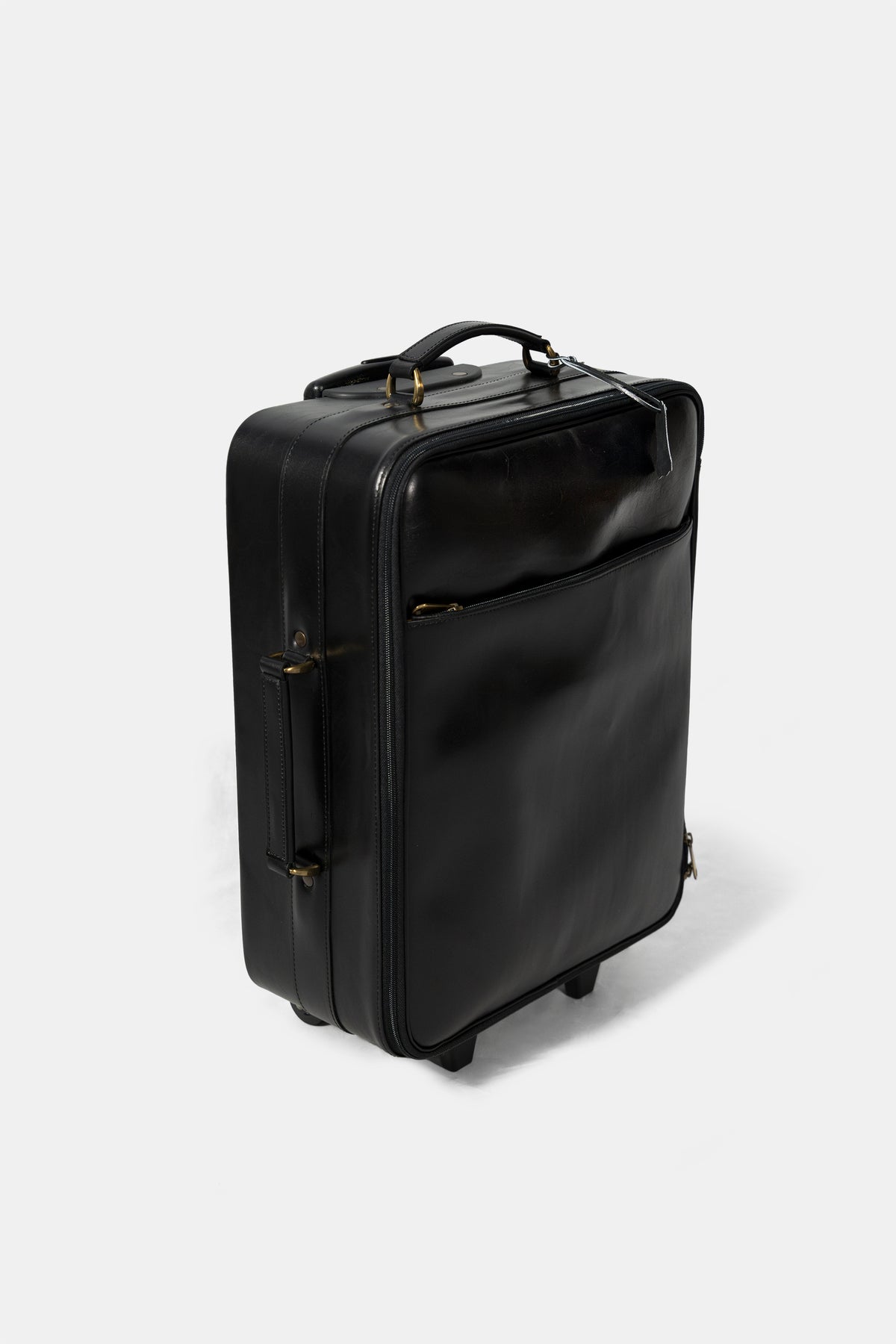 Leather travel trolley in black, side view