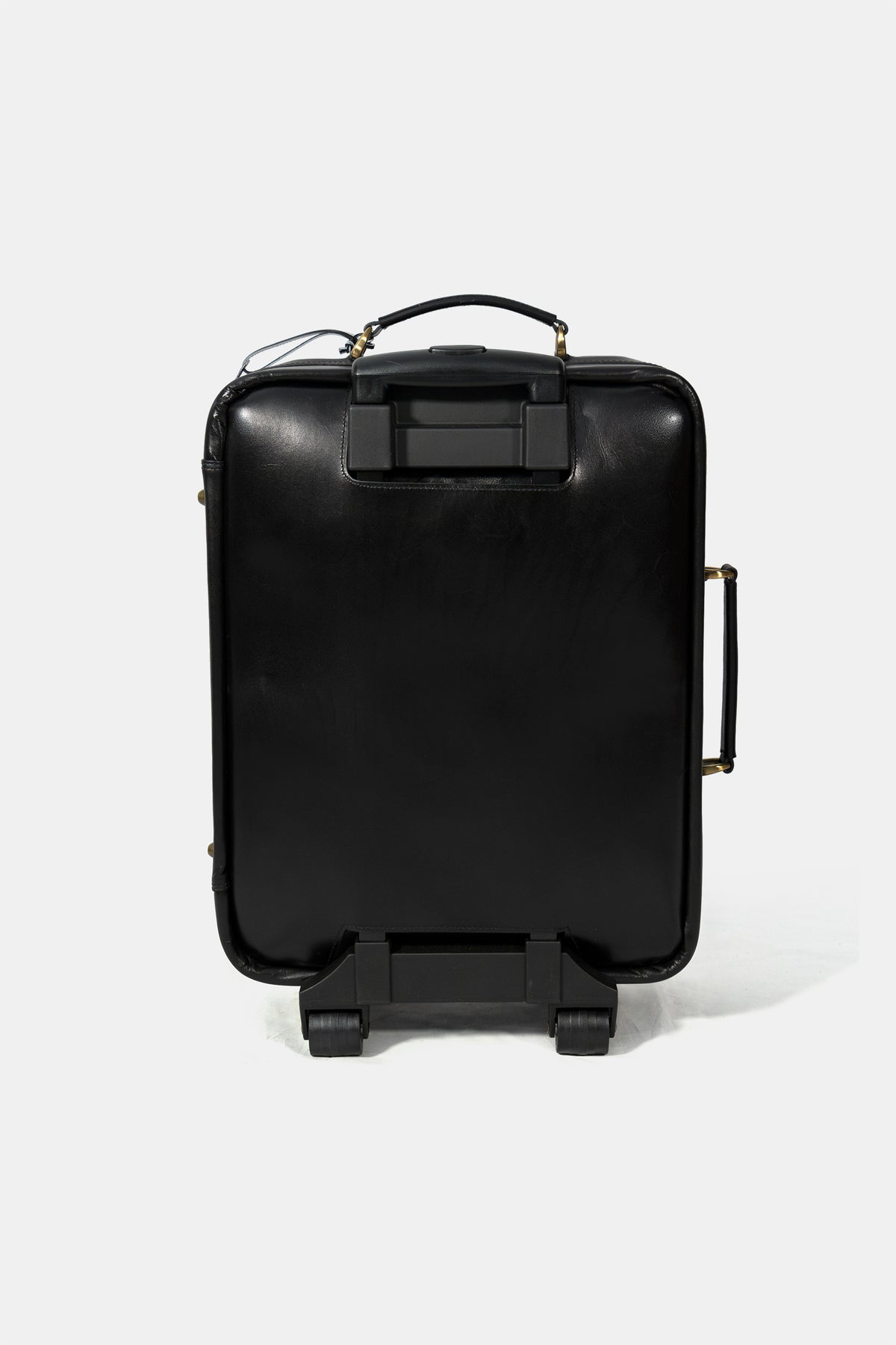 Leather travel trolley in black, back view