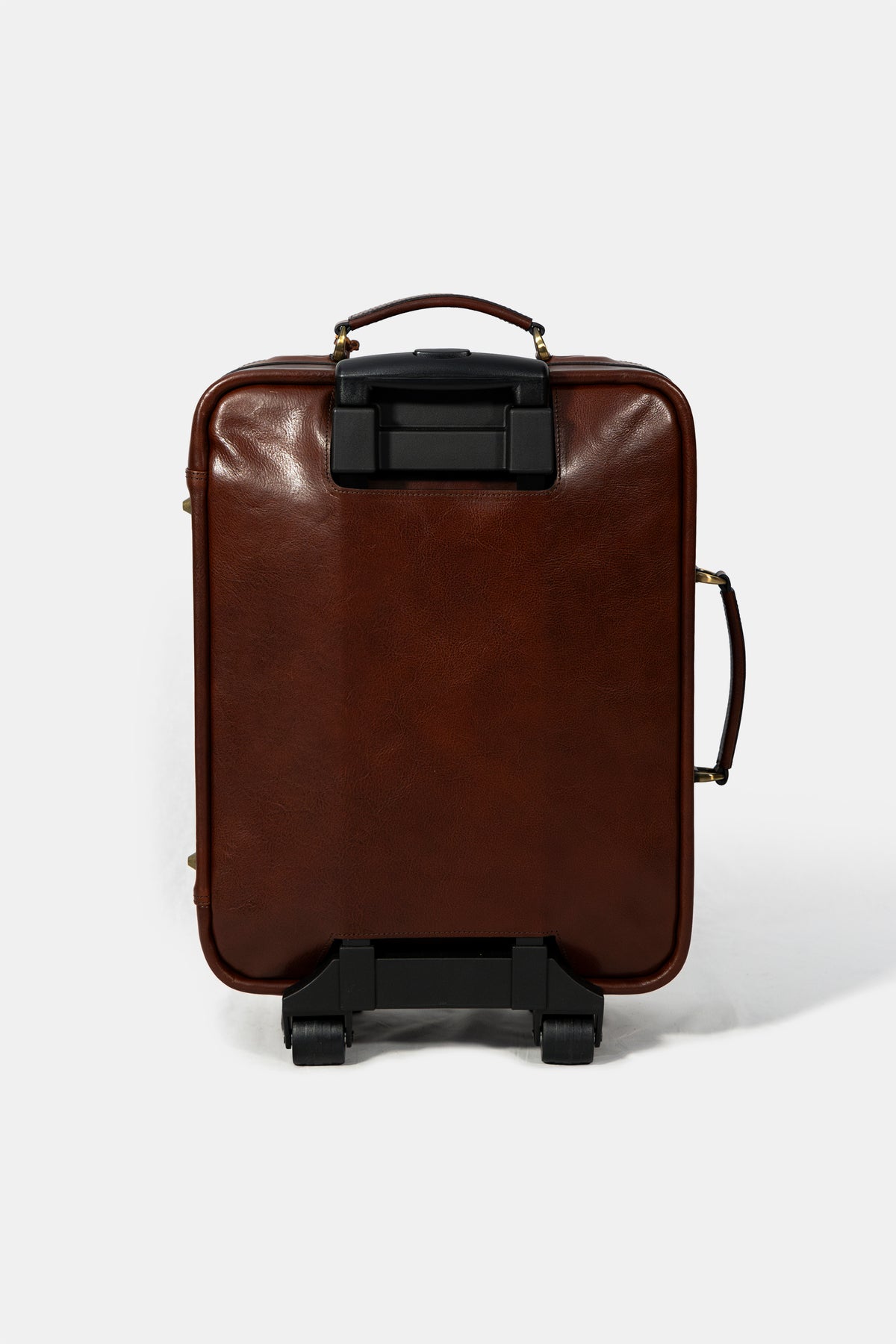 Leather travel trolley in brown, back view
